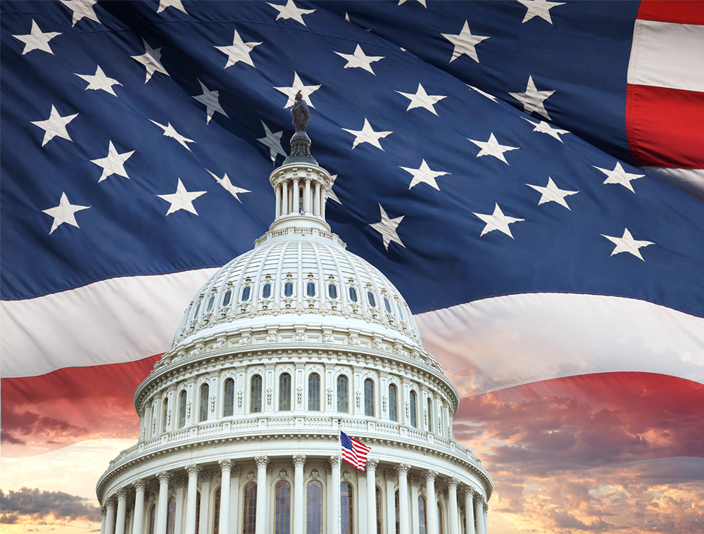 United States Capitol building with American flag